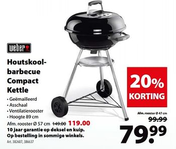 Promoties Houtskoolbarbecue compact kettle - Weber - Geldig van 16/05/2018 tot 28/05/2018 bij Gamma
