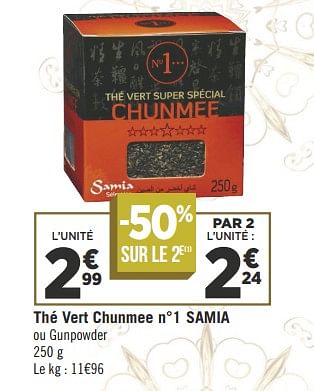 Promoties Thé vert chunmee n°1 samia - Samia - Geldig van 08/05/2018 tot 20/05/2018 bij Géant Casino