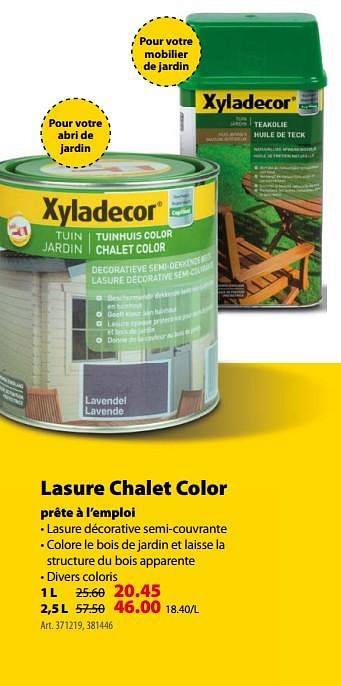 Promotions Lasure chalet color - Xyladecor - Valide de 16/05/2018 à 28/05/2018 chez Gamma