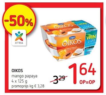 Promotions Oikos mango papaya - Danone - Valide de 10/05/2018 à 23/05/2018 chez Spar (Colruytgroup)