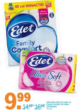Promoties Edet ultra soft of family comfort toiletpapier - Edet - Geldig van 14/05/2018 tot 20/05/2018 bij Albert Heijn