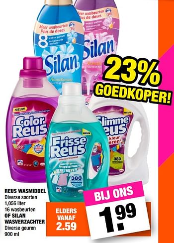 Promoties Reus wasmiddel of silan wasverzachter - Silan - Geldig van 07/05/2018 tot 21/05/2018 bij Big Bazar