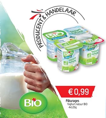 Promotions Pâturages yoghurt natuur bio - Paturages - Valide de 15/05/2018 à 21/05/2018 chez Intermarche