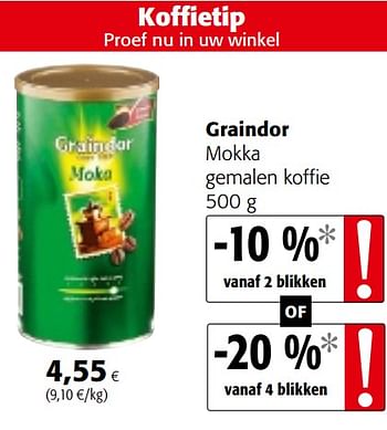 Promoties Graindor mokka gemalen koffie - Graindor - Geldig van 09/05/2018 tot 22/05/2018 bij Colruyt