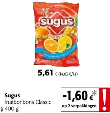 Promoties Sugus fruitbonbons classic - Sugus - Geldig van 09/05/2018 tot 22/05/2018 bij Colruyt