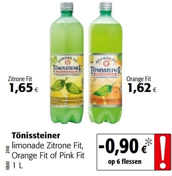 Promoties Tônissteiner limonade zitrone fit, orange fit of pink fit orange fit - Tonissteiner - Geldig van 09/05/2018 tot 22/05/2018 bij Colruyt
