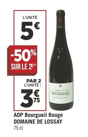 Promoties Aop bourgueil rouge domaine de lossay - Rode wijnen - Geldig van 08/05/2018 tot 21/05/2018 bij Géant Casino
