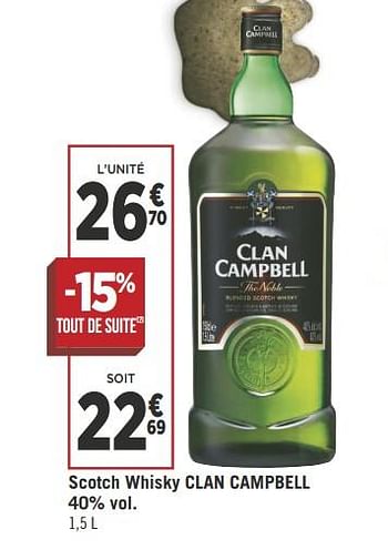 Promotions Scotch whisky clan campbell - Clan Campbell - Valide de 08/05/2018 à 21/05/2018 chez Géant Casino