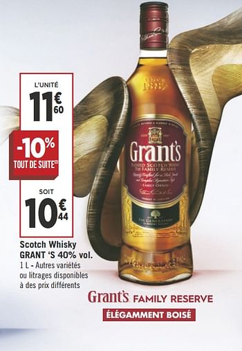 Promoties Scotch whisky grant `s - Grant's - Geldig van 08/05/2018 tot 21/05/2018 bij Géant Casino