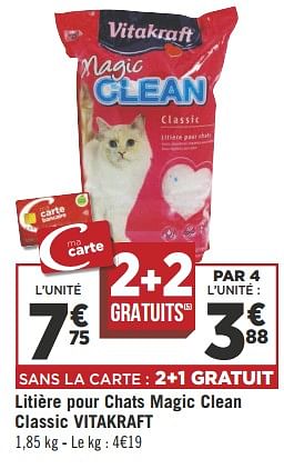 Promotions Litière pour chats magic clean classic vitakraft - Vitakraft - Valide de 08/05/2018 à 21/05/2018 chez Géant Casino