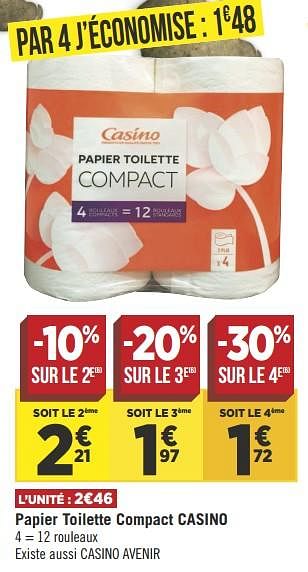 Promoties Papier toilette compact casino - Huismerk - Géant Casino - Geldig van 08/05/2018 tot 21/05/2018 bij Géant Casino