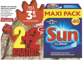 Promotions Tablettes lave-vaisselle sun classic standard - Sun - Valide de 08/05/2018 à 21/05/2018 chez Géant Casino