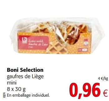 Promoties Boni selection gaufres de liège mini - Boni - Geldig van 09/05/2018 tot 22/05/2018 bij Colruyt