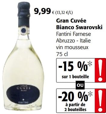 Promotions Gran cuvée bianco swarovski fantini farnese abruzzo - italie vin mousseux - Mousseux - Valide de 09/05/2018 à 22/05/2018 chez Colruyt
