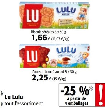 Promoties Lu lulu tout l`assortiment - Lu - Geldig van 09/05/2018 tot 22/05/2018 bij Colruyt