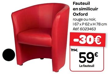 Promotions Fauteuil en similicuir oxford - Produit maison - Carrefour  - Valide de 09/05/2018 à 21/05/2018 chez Carrefour