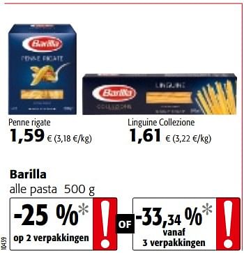 Promoties Barilla alle pasta - Barilla - Geldig van 09/05/2018 tot 22/05/2018 bij Colruyt