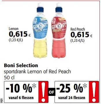 Promoties Boni selection sportdrank lemon of red peach - Boni - Geldig van 09/05/2018 tot 22/05/2018 bij Colruyt