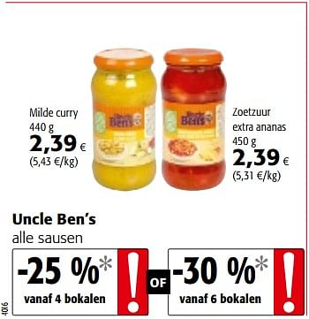 Promoties Uncle ben`s alle sausen - Uncle Ben's - Geldig van 09/05/2018 tot 22/05/2018 bij Colruyt