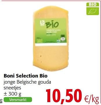 Promoties Boni selection bio jonge belgische gouda - Boni - Geldig van 09/05/2018 tot 22/05/2018 bij Colruyt