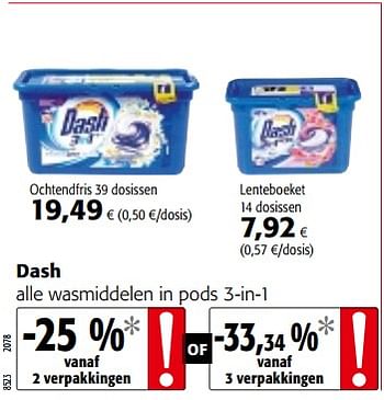 Promoties Dash alle wasmiddelen in 3-in-1 - Dash - Geldig van 09/05/2018 tot 22/05/2018 bij Colruyt