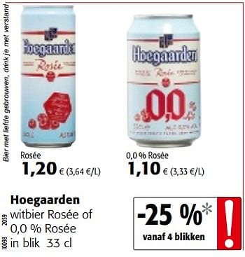 Promoties Hoegaarden witbier rosée of 0,0 % rosée - Hoegaarden - Geldig van 09/05/2018 tot 22/05/2018 bij Colruyt