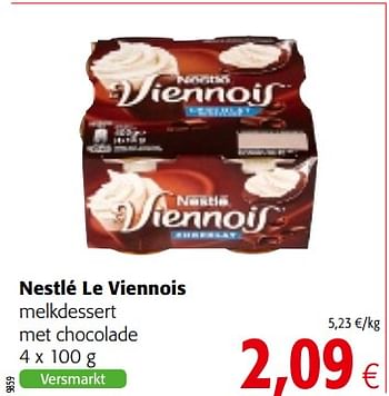 Promoties Nestlé le viennois melkdessert met chocolade - Nestlé - Geldig van 09/05/2018 tot 22/05/2018 bij Colruyt