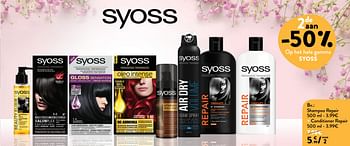 Promoties Syoss shampoo repair + conditioner repair - Syoss - Geldig van 09/05/2018 tot 22/05/2018 bij DI