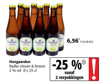 Promotions Hoegaarden radler citroen + limoen - Hoegaarden - Valide de 09/05/2018 à 22/05/2018 chez Colruyt