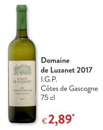 Promoties Domaine de luzanet 2017 i.g.p. côtes de gascogne - Witte wijnen - Geldig van 09/05/2018 tot 22/05/2018 bij OKay