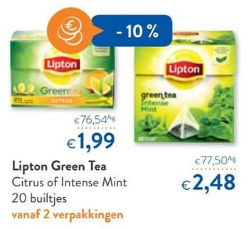 Promoties Lipton green tea citrus of intense mint - Lipton - Geldig van 09/05/2018 tot 22/05/2018 bij OKay