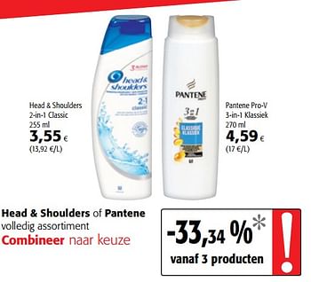 Promoties Head + shoulders of pantene volledig assortiment - Huismerk - Colruyt - Geldig van 09/05/2018 tot 22/05/2018 bij Colruyt