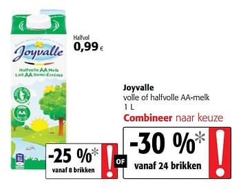 Promoties Joyvalle volle of halfvolle aa-melk - Joyvalle - Geldig van 09/05/2018 tot 22/05/2018 bij Colruyt