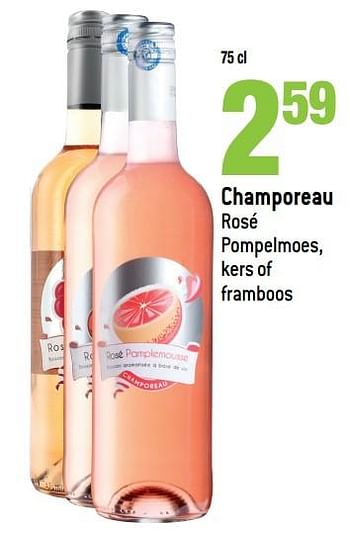 Promoties Champoreau rosé pompelmoes, kers of framboos - Rosé wijnen - Geldig van 16/05/2018 tot 22/05/2018 bij Match