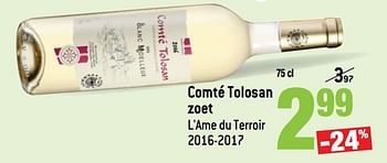 Promotions Comté tolosan zoet l`ame du terroir 2016-2017 - Vins blancs - Valide de 16/05/2018 à 22/05/2018 chez Match