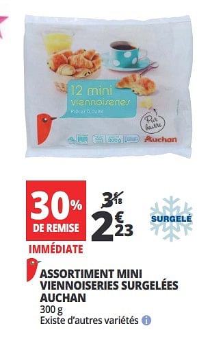 Promotions Assortiment mini viennoiseries surgelées auchan - Produit Maison - Auchan Ronq - Valide de 16/05/2018 à 22/05/2018 chez Auchan Ronq