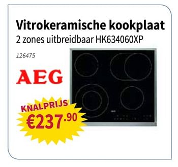 Promoties Aeg vitrokeramische kookplaat 2 zones uitbreidbaar hk634060xp - AEG - Geldig van 10/05/2018 tot 23/05/2018 bij Cevo Market
