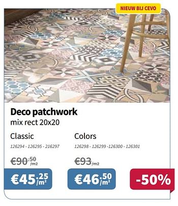 Promoties Deco patchwork classic - Huismerk - Cevo - Geldig van 10/05/2018 tot 23/05/2018 bij Cevo Market