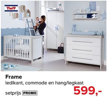 Promoties Frame ledikant, commode en hang-legkast - TWF - Geldig van 07/05/2018 tot 26/05/2018 bij Baby-Dump