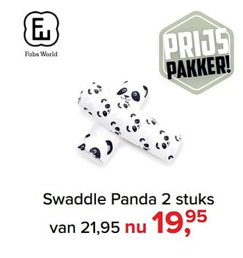 Promoties Swaddle panda 2 stuks - Fabs World - Geldig van 07/05/2018 tot 26/05/2018 bij Baby-Dump