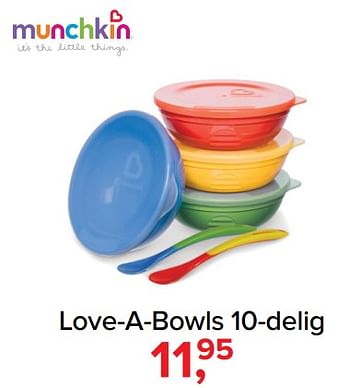 Promoties Love-a-bowls 10-delig - Munchkin - Geldig van 07/05/2018 tot 26/05/2018 bij Baby-Dump