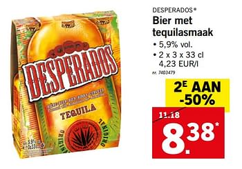 Promoties Bier met tequilasmaak - Desperados - Geldig van 22/05/2018 tot 26/05/2018 bij Lidl
