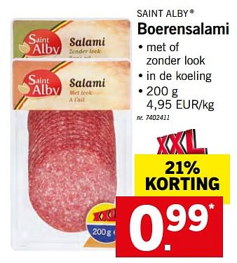 Promoties Boerensalami - Saint Alby - Geldig van 22/05/2018 tot 26/05/2018 bij Lidl