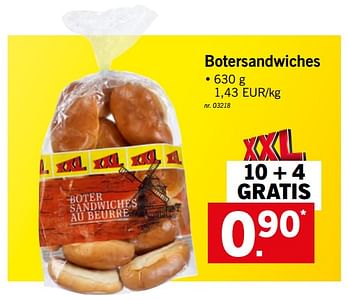 Promoties Botersandwiches - Huismerk - Lidl - Geldig van 22/05/2018 tot 26/05/2018 bij Lidl