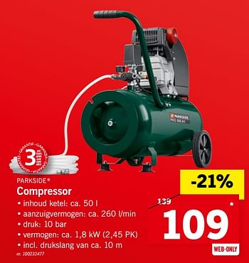 Promoties Compressor - Parkside - Geldig van 21/05/2018 tot 27/05/2018 bij Lidl