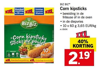 Promoties Corn kipsticks - BizBiz - Geldig van 22/05/2018 tot 26/05/2018 bij Lidl