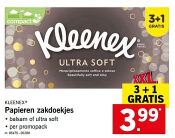 Promotions Papieren zakdoekjes - Kleenex - Valide de 22/05/2018 à 26/05/2018 chez Lidl