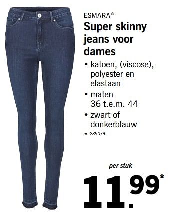 Promoties Super skinny jeans voor dames - Esmara - Geldig van 24/05/2018 tot 26/05/2018 bij Lidl