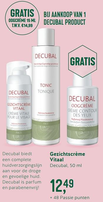 Promoties Gezichtscrème vitaal - Decubal - Geldig van 07/05/2018 tot 27/05/2018 bij Holland & Barret