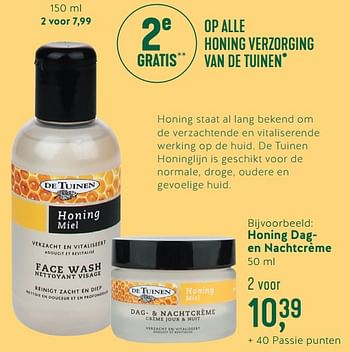 Promotions Honing dagen nachtcrème - De Tuinen - Valide de 07/05/2018 à 27/05/2018 chez Holland & Barret